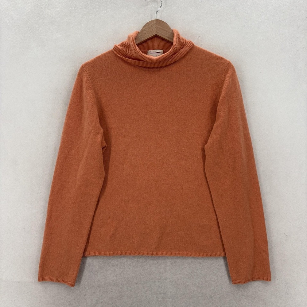 Charter Club Sweater Womens Large Orange 2 Ply 100% Cashmere Turtleneck Knit